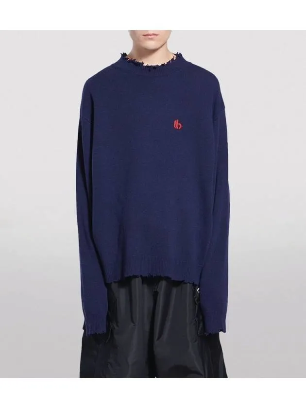 Balenciaga B Logo Knit Top Navy