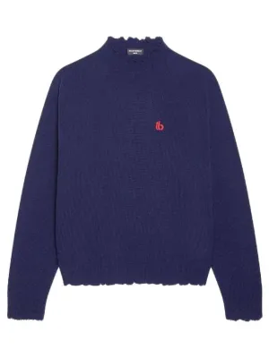 Balenciaga B Logo Knit Top Navy