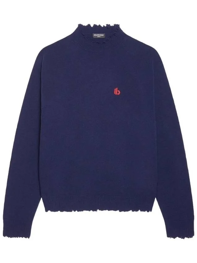 Balenciaga B Logo Knit Top Navy
