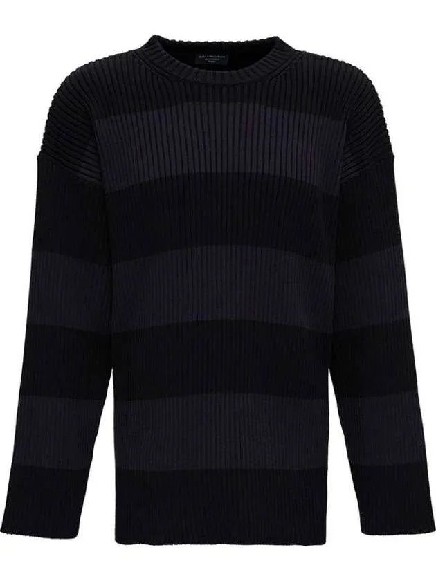 Balenciaga Back BB Logo Stripe Cotton Knit Top Black