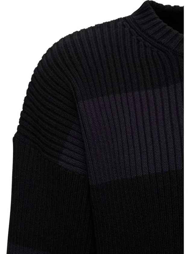 Balenciaga Back BB Logo Stripe Cotton Knit Top Black