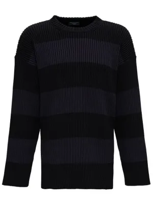 Balenciaga Back BB Logo Stripe Cotton Knit Top Black