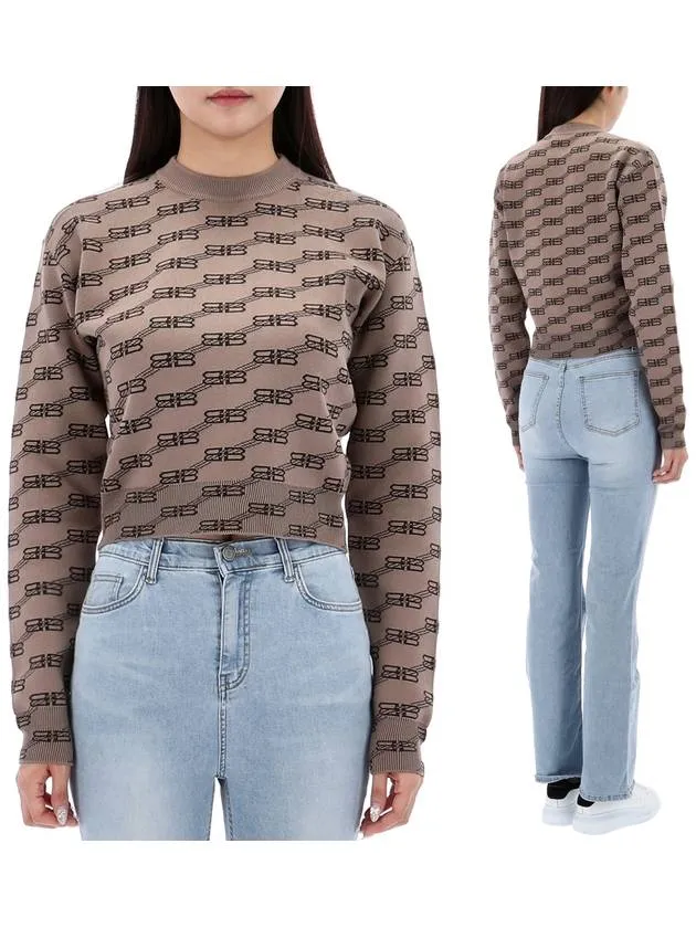Balenciaga BB Icon Jacquard Knit Top Brown