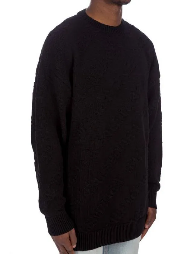 Balenciaga Logo Jacquard Cotton Knit Top Black