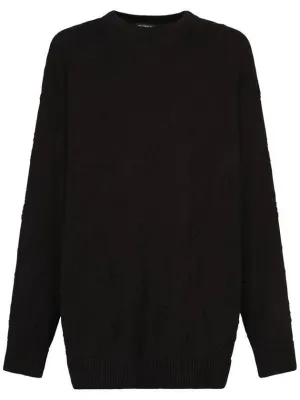 Balenciaga Logo Jacquard Cotton Knit Top Black