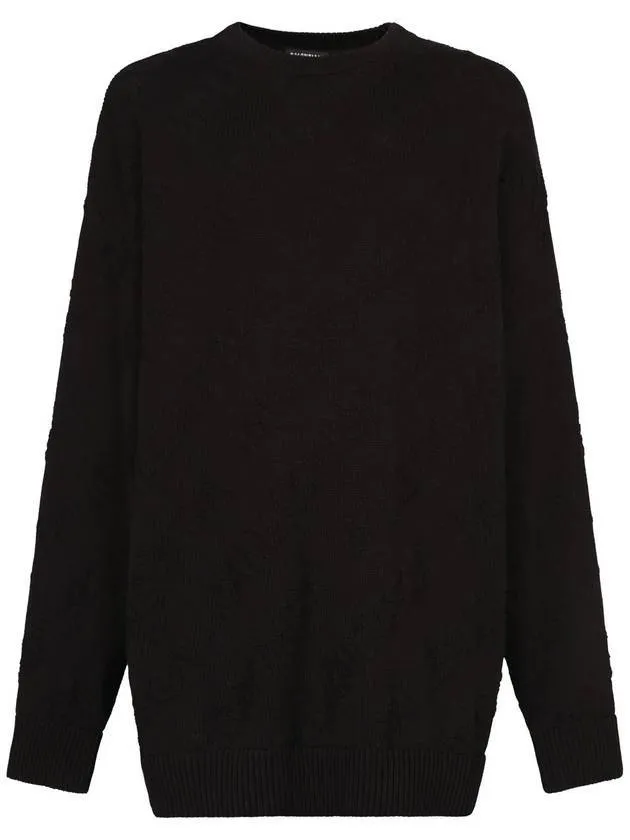 Balenciaga Logo Jacquard Cotton Knit Top Black