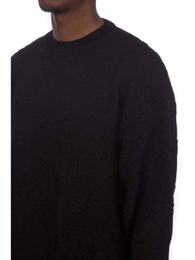 Balenciaga Logo Jacquard Cotton Knit Top Black