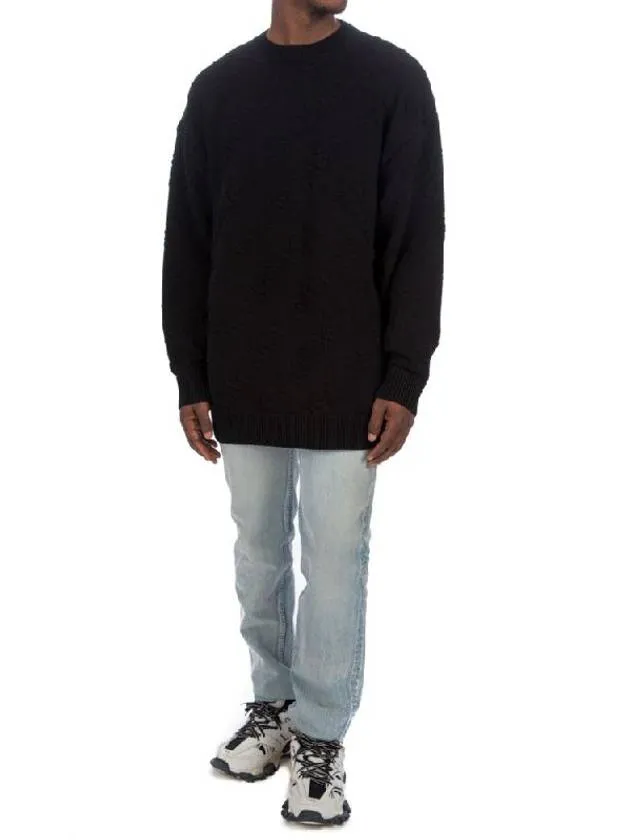 Balenciaga Logo Jacquard Cotton Knit Top Black