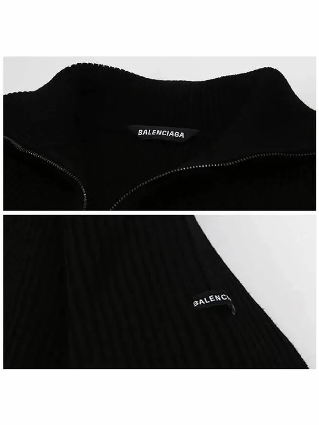 Balenciaga Oversized Zip-Up Knit Top Black