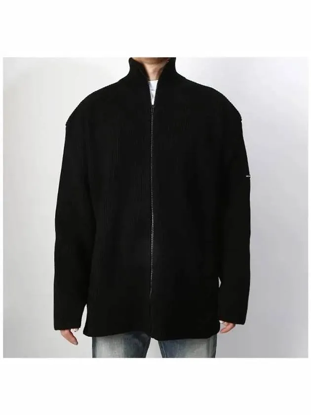 Balenciaga Oversized Zip-Up Knit Top Black