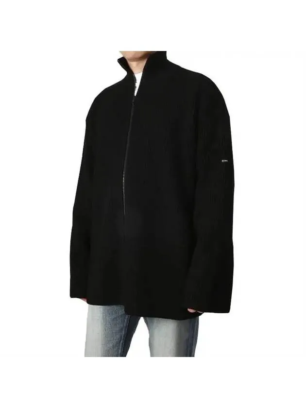 Balenciaga Oversized Zip-Up Knit Top Black