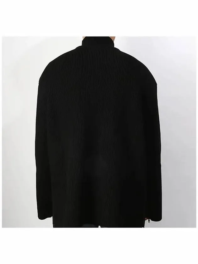 Balenciaga Oversized Zip-Up Knit Top Black