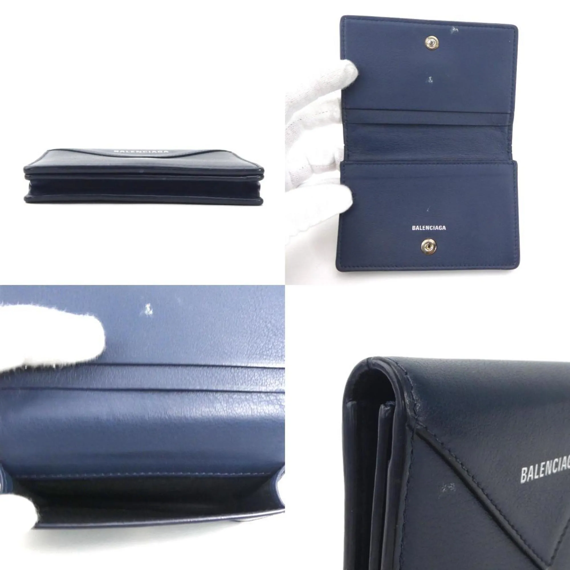 Balenciaga Papier Navy Leather Accessories