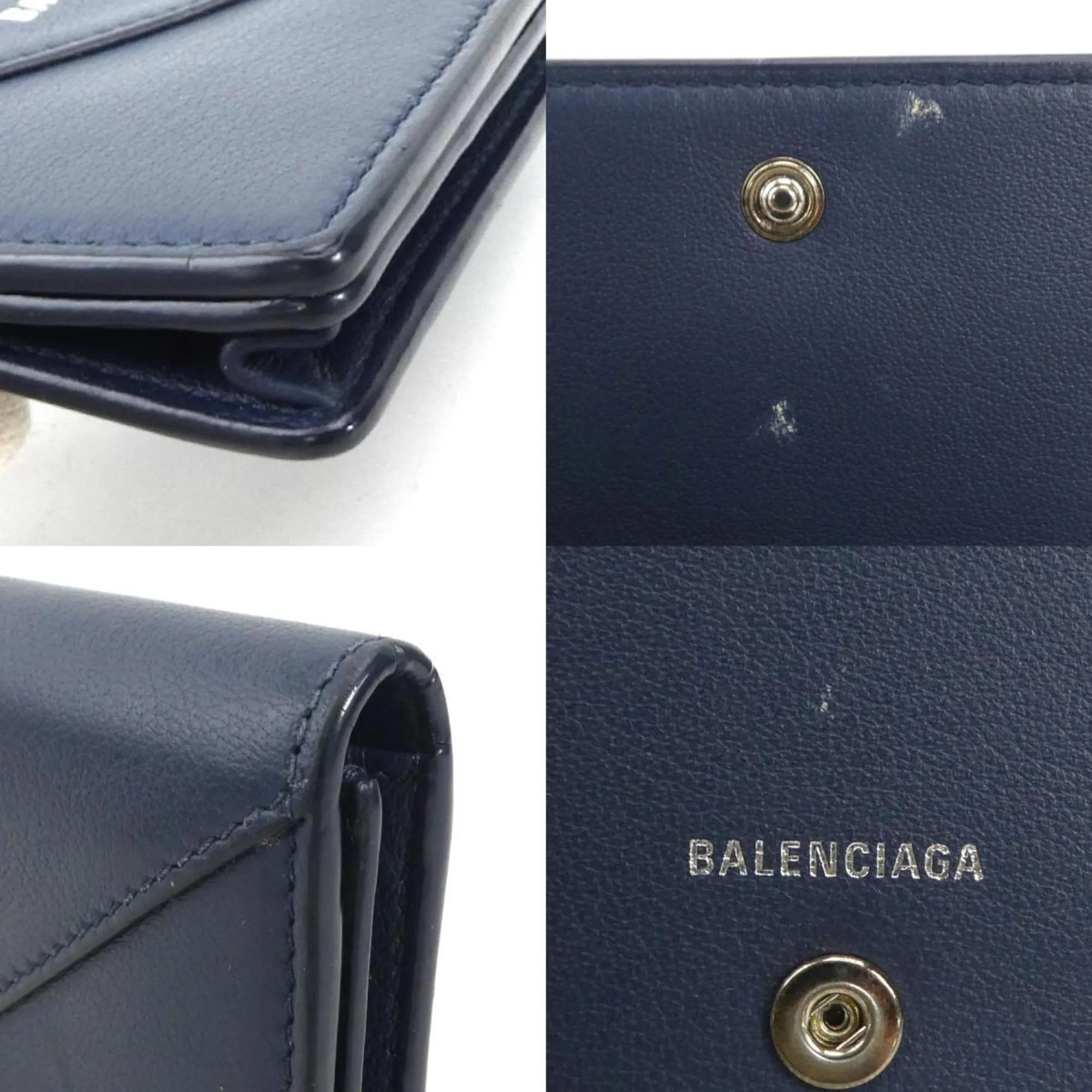 Balenciaga Papier Navy Leather Accessories