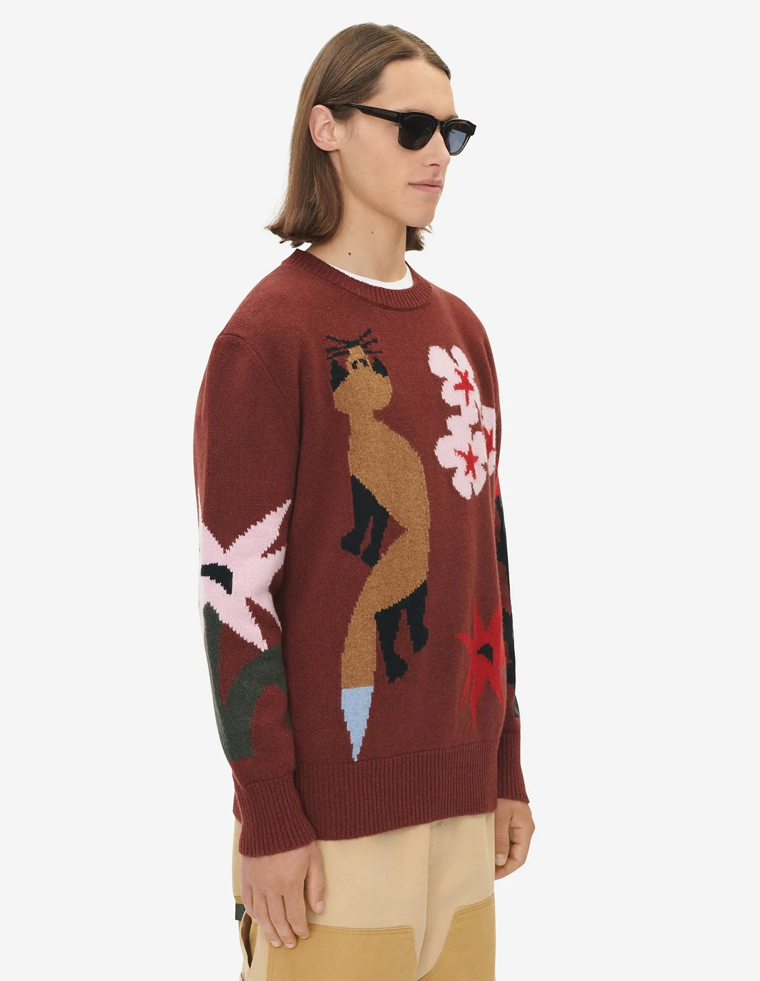BILL REBHOLZ JACQUARD PULLOVER WINE LEES
