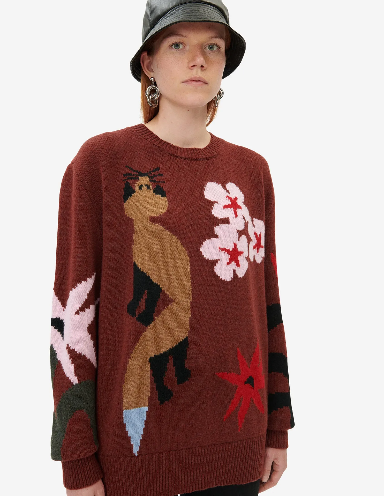 BILL REBHOLZ JACQUARD PULLOVER WINE LEES