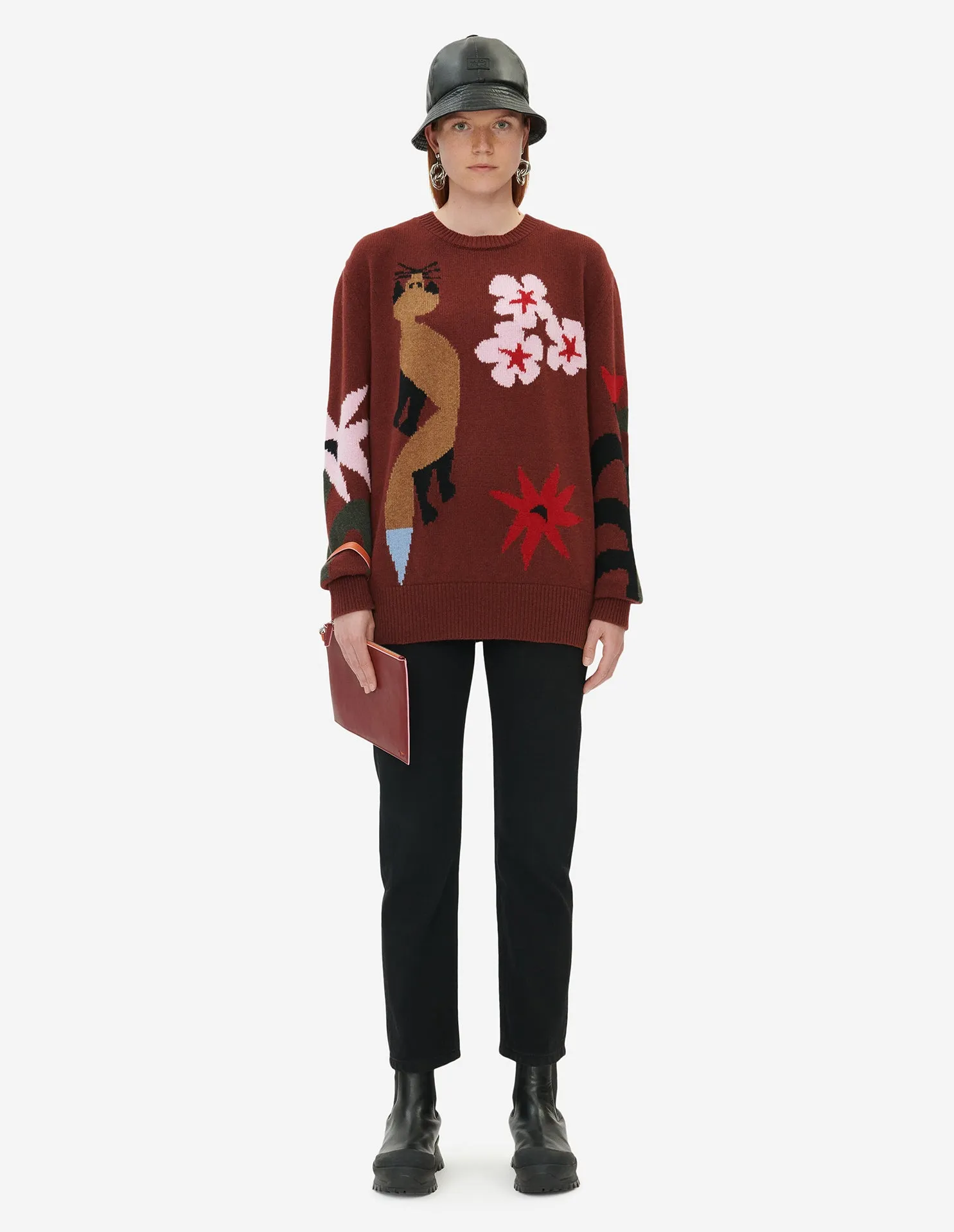 BILL REBHOLZ JACQUARD PULLOVER WINE LEES