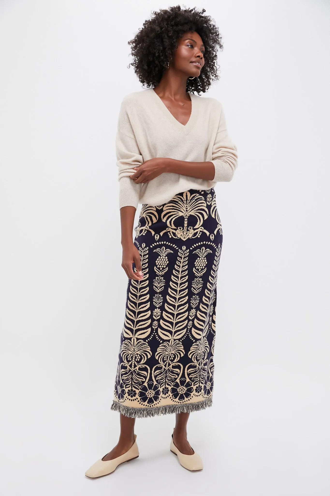 Blue Knit Ainika Tropical Splendor Skirt