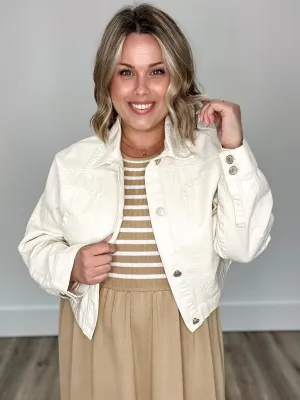 Cropped Long Sleeve Jacket - Cream