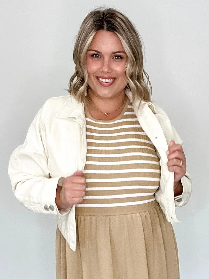 Cropped Long Sleeve Jacket - Cream