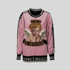 Dolce & Gabbana Pink Angel Crown Embroidery Sweater