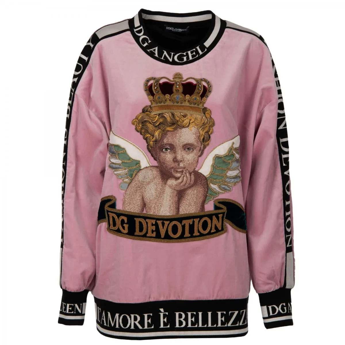 Dolce & Gabbana Pink Angel Crown Embroidery Sweater