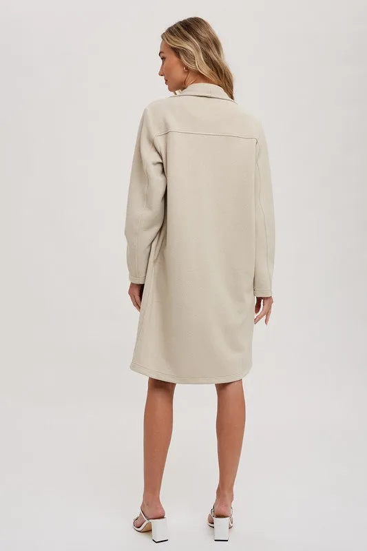 Drape Open Front Coat Jacket - Oatmeal