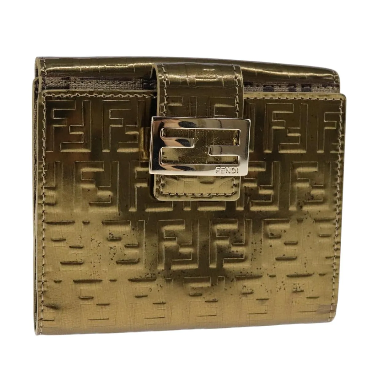 Fendi Zucchino Gold Patent Leather Accessories