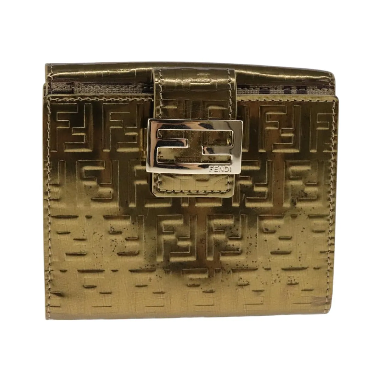 Fendi Zucchino Gold Patent Leather Accessories