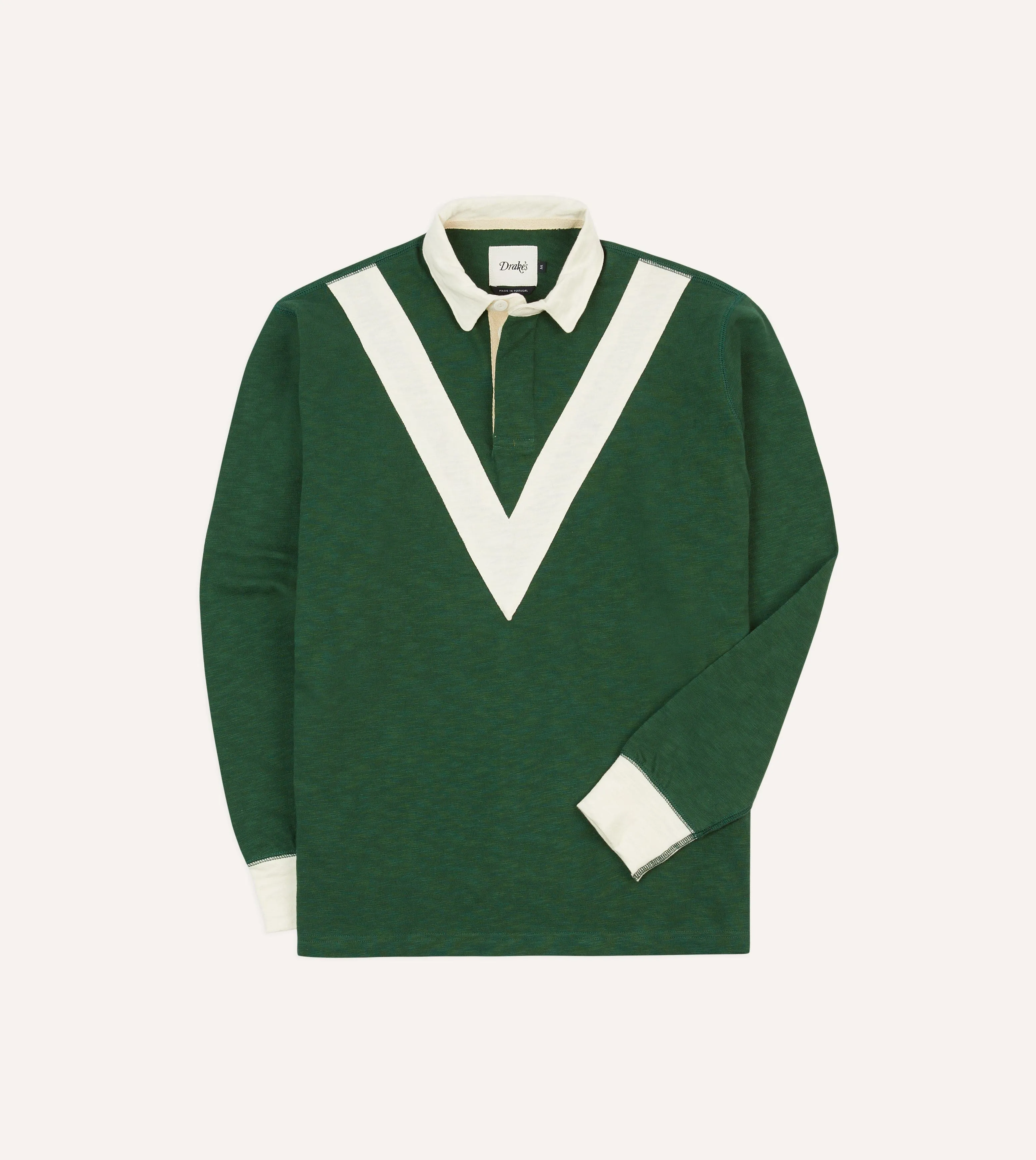 Green and Ecru Chevron Flam Cotton Rugby Shirt