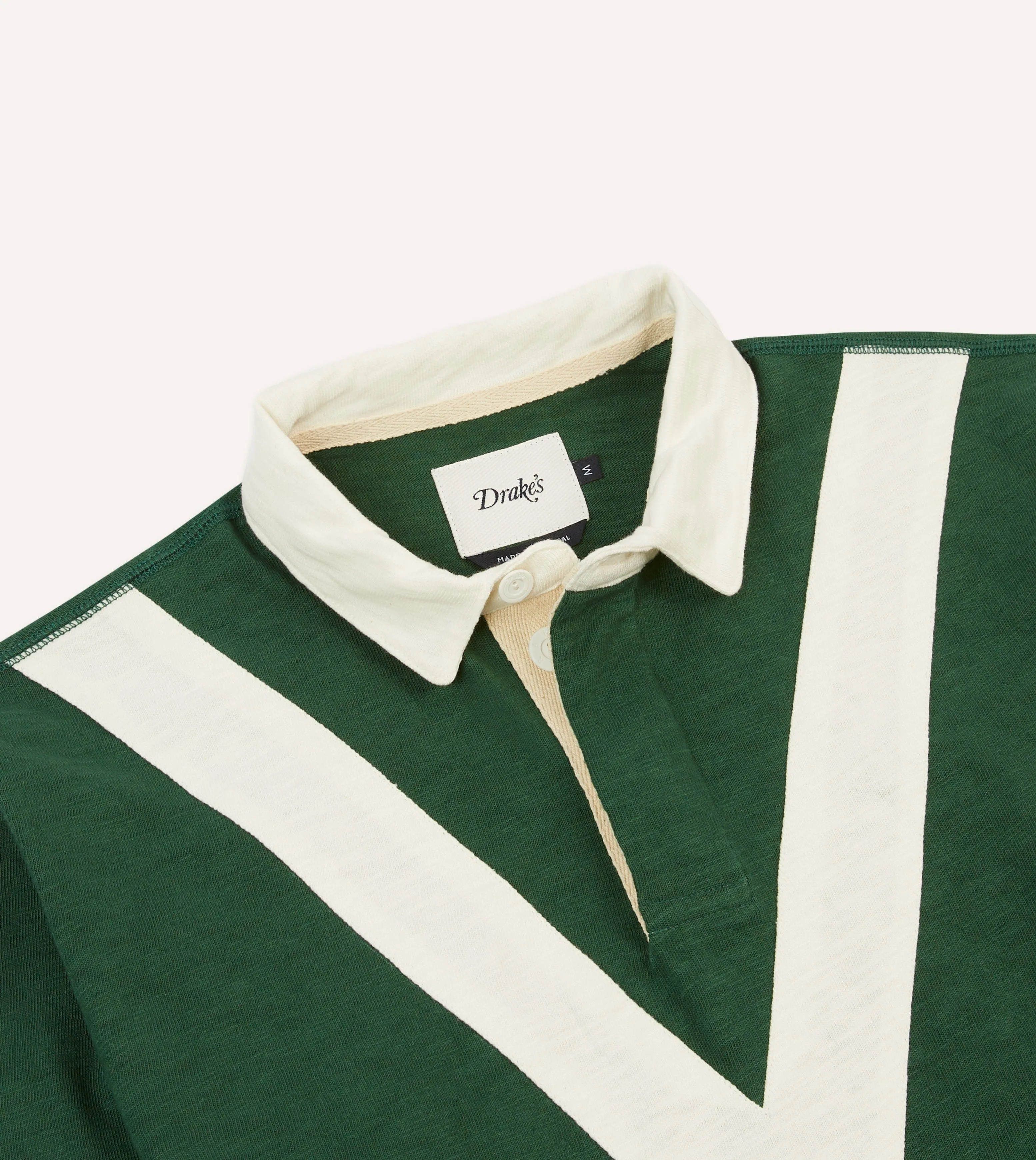Green and Ecru Chevron Flam Cotton Rugby Shirt