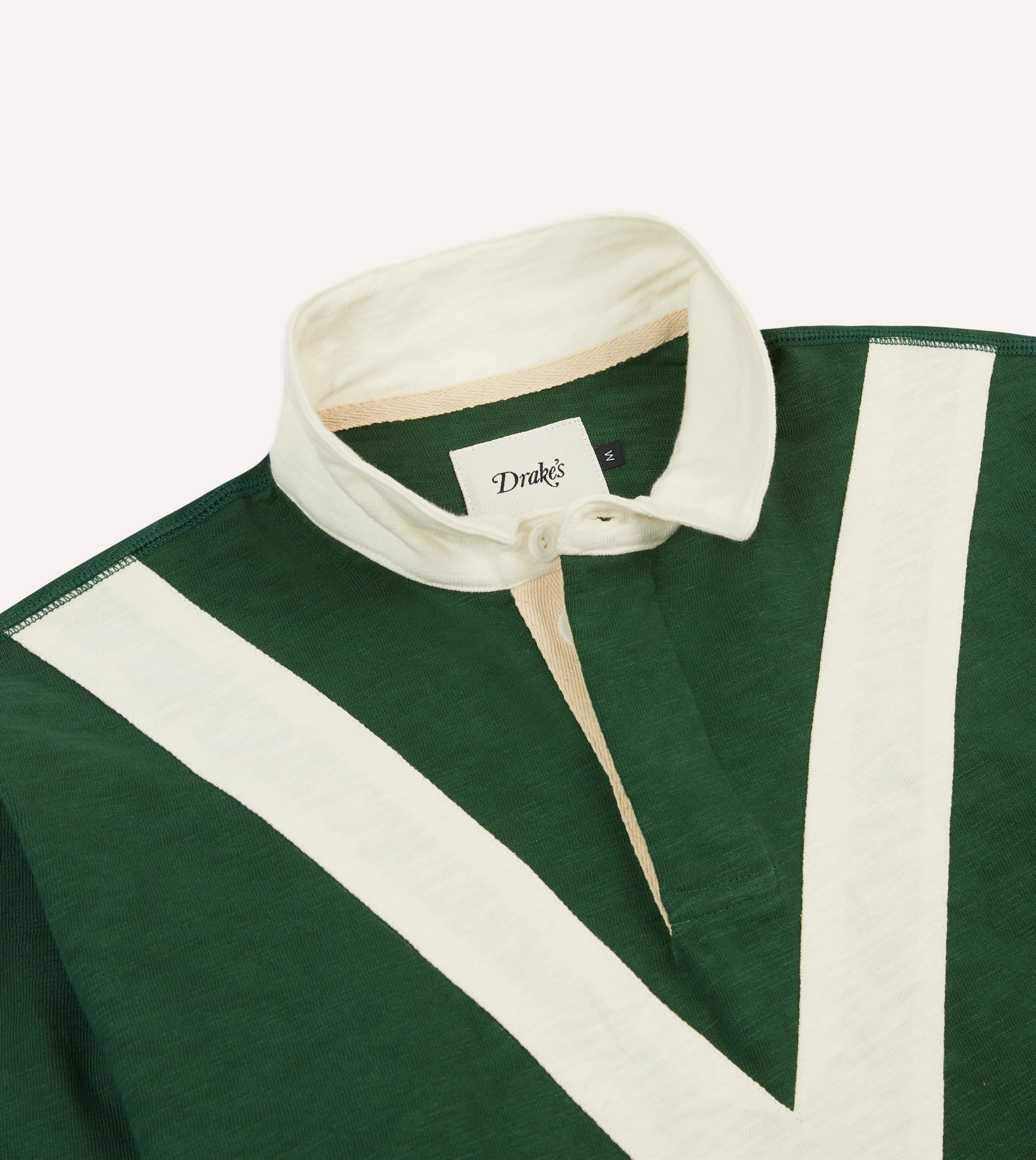 Green and Ecru Chevron Flam Cotton Rugby Shirt