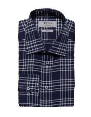 HENRY SARTORIAL Casual Check Cotton Shirt NAVY MULTI
