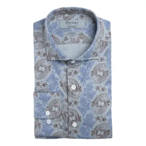 HENRY SARTORIAL Floral Cotton Shirt GREY/BROWN