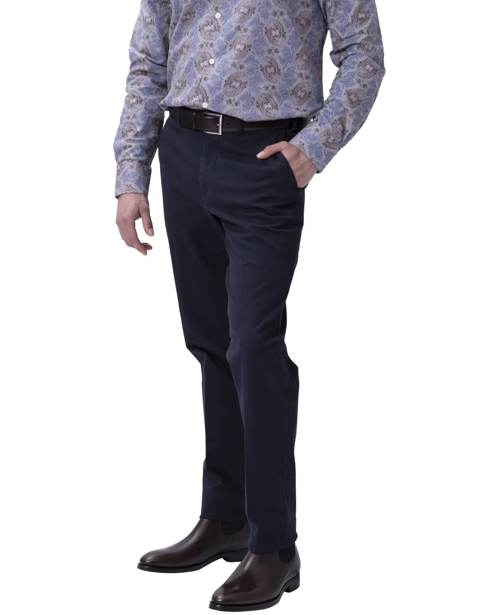 HENRY SARTORIAL Floral Cotton Shirt GREY/BROWN