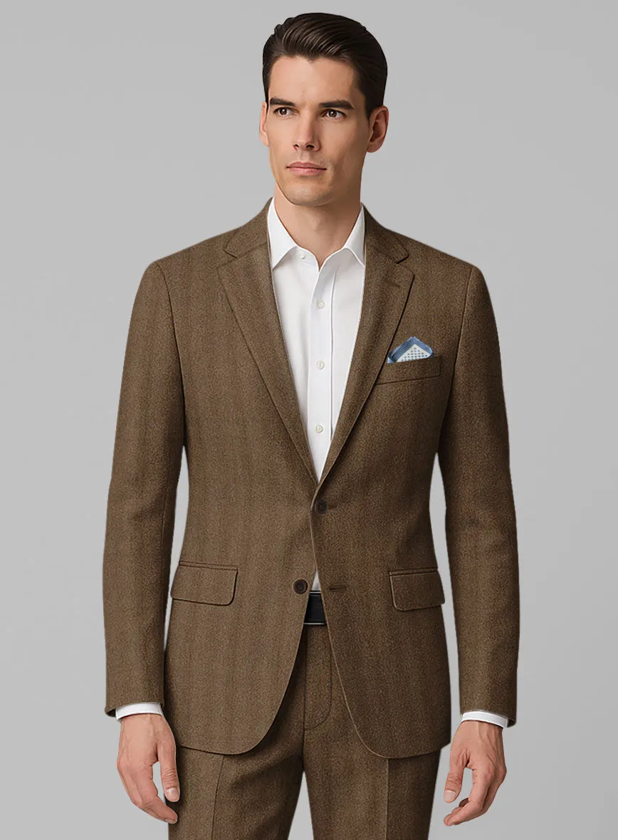 Italian Wide Herringbone Brown Tweed Jacket