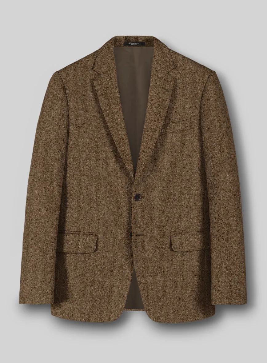 Italian Wide Herringbone Brown Tweed Jacket