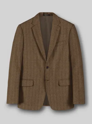 Italian Wide Herringbone Brown Tweed Jacket