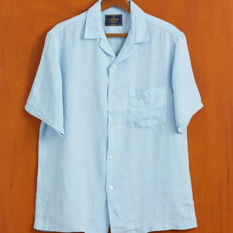 Linen Camp Collar. Sky