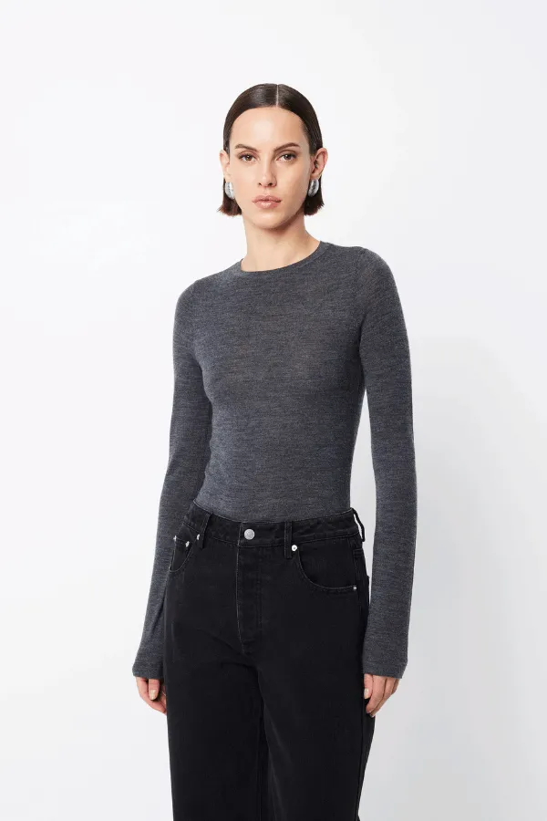 Maine Long Sleeve Top Charcoal