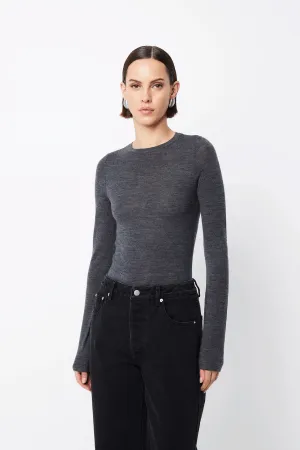 Maine Long Sleeve Top Charcoal