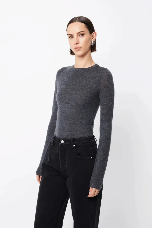 Maine Long Sleeve Top Charcoal