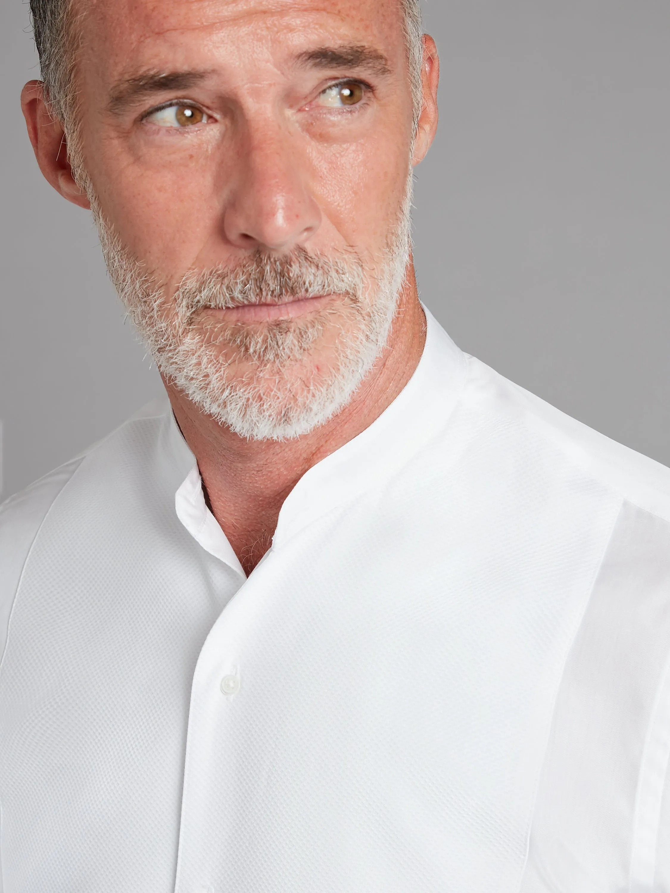 Marcella Dress Shirt. Collarless - White