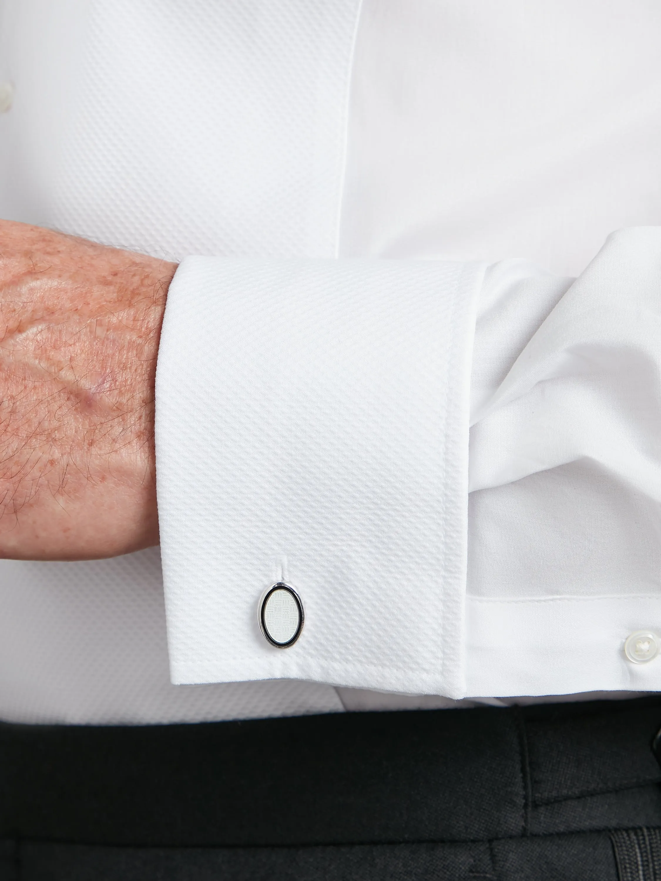 Marcella Dress Shirt. Collarless - White