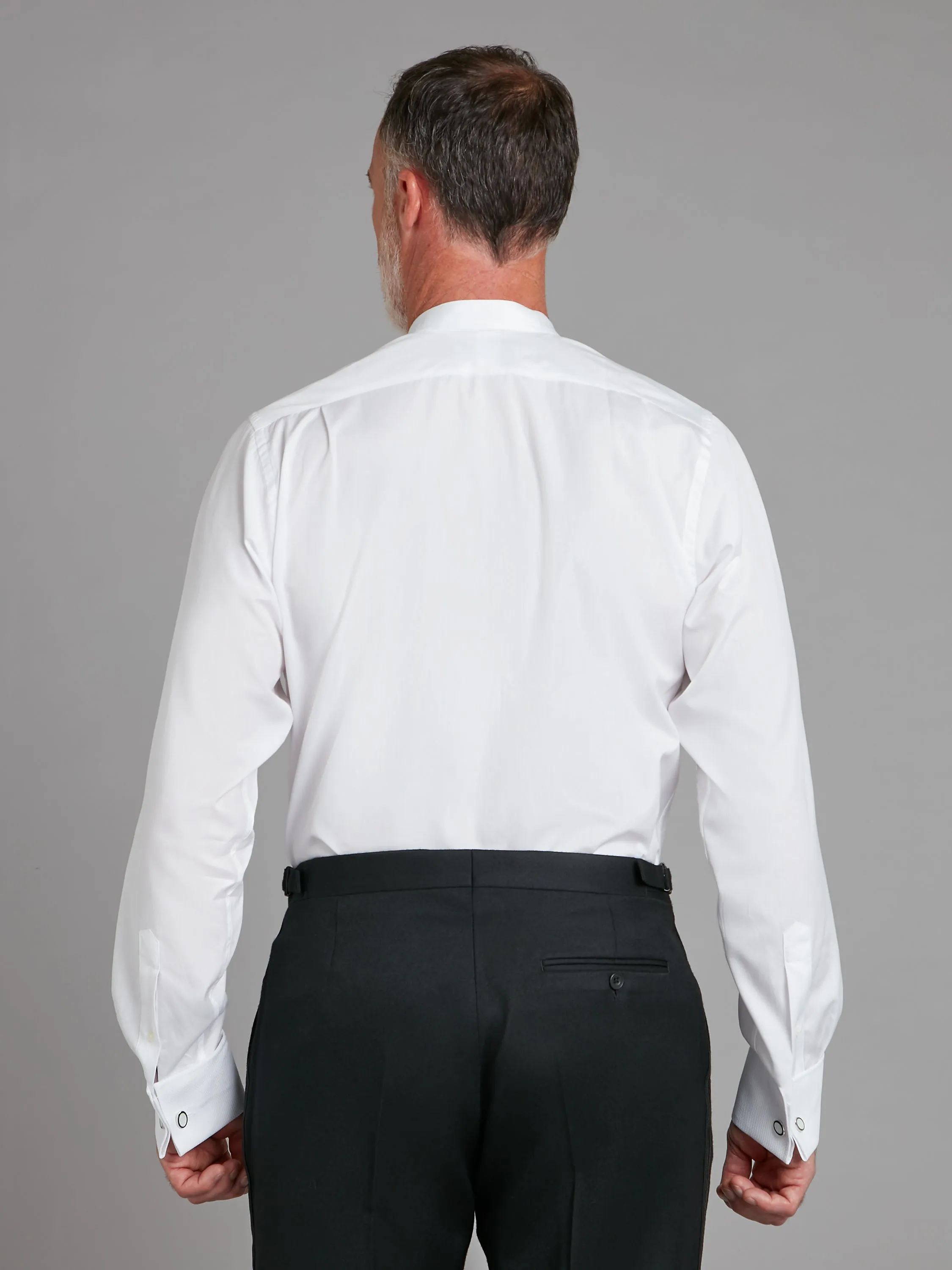 Marcella Dress Shirt. Collarless - White