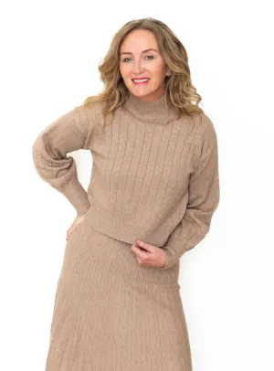 Mock Neck Sweater - Light Mocha