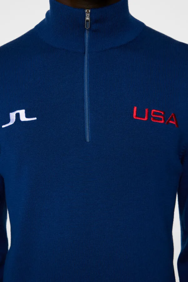 Nathaniel Half Zip Sweater Estate Blue