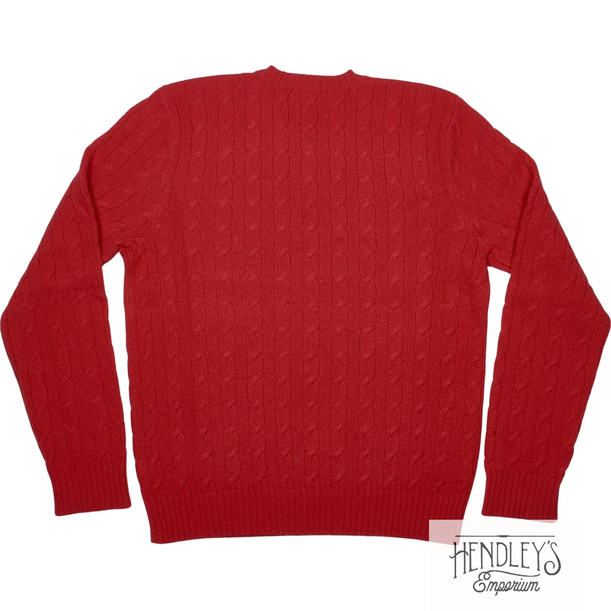NWOT Polo Ralph Lauren Red Sweater M in Cable Knit Wool-Angora