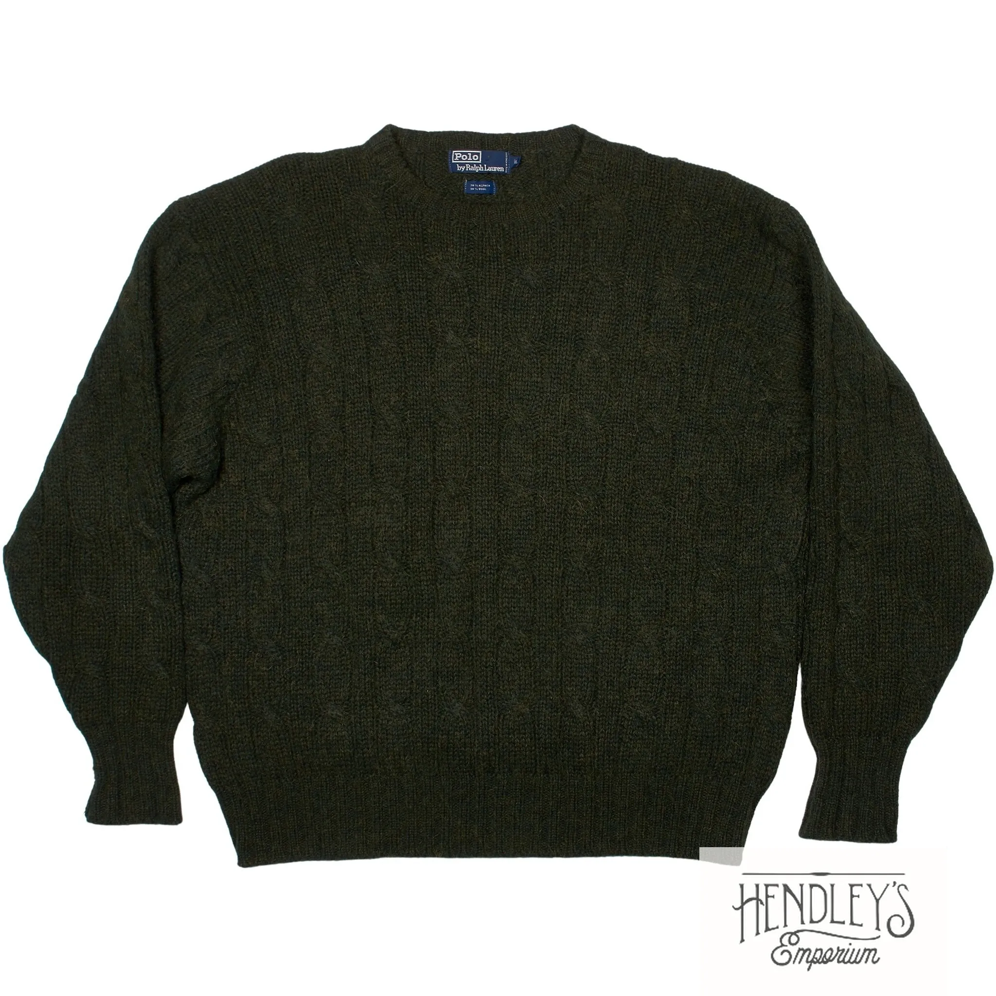 Polo Ralph Lauren Cable-Knit Holiday Sweater XL Forest Alpaca-Wool