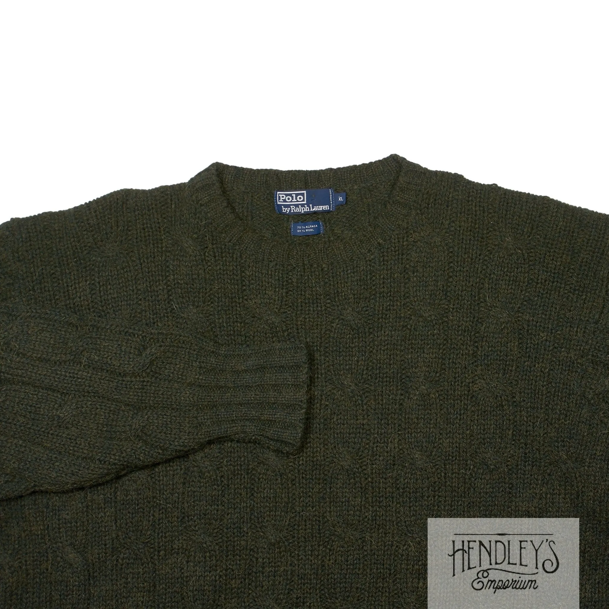 Polo Ralph Lauren Cable-Knit Holiday Sweater XL Forest Alpaca-Wool